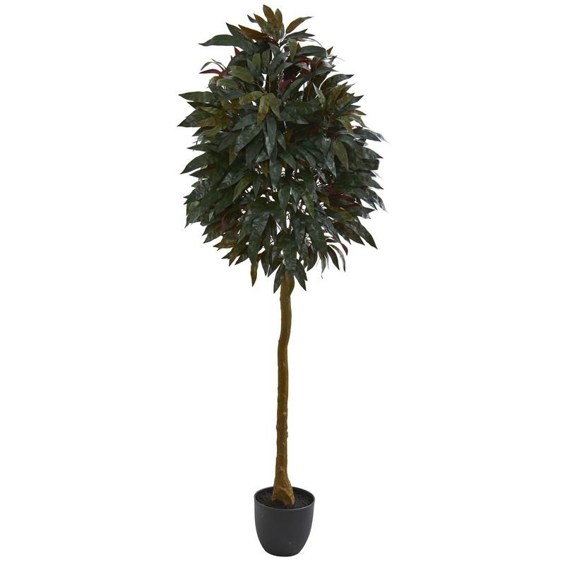 6' Red Mango Leaf Artificial Tree