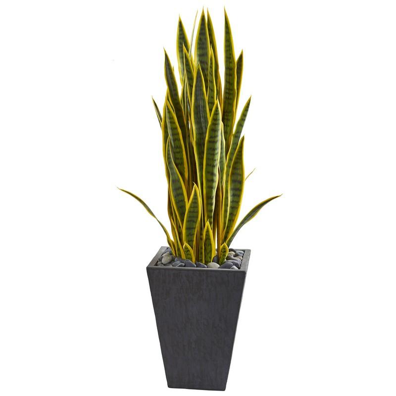 3.5' Sansevieria Artificial Plant in Slate Planter