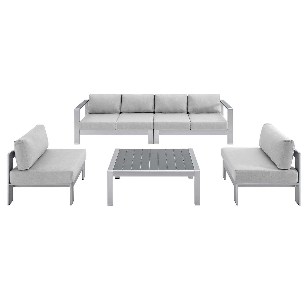 Shore Sunbrella¨ Fabric Outdoor Patio 5 Piece Sectional Sofa Set