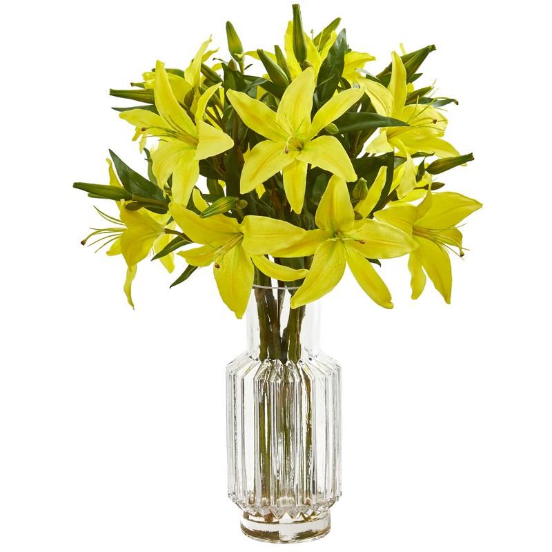 Lilly Artificial Arrangement in Glass Vase