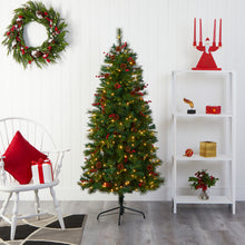 Load image into Gallery viewer, 6' Mixed Pine Artificial Christmas Tree w/ 250 Clear LED Lights
