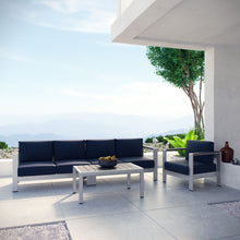 Load image into Gallery viewer, Shore 4 Piece Outdoor Patio Aluminum Sectional Sofa Set by Modway
