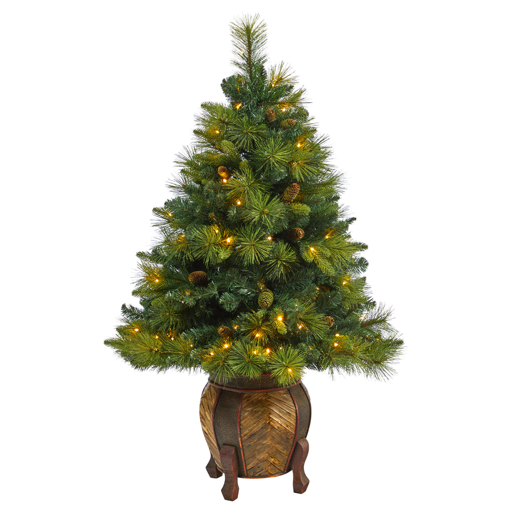 52' North Carolina Mixed Pine Artificial Christmas Tree w/ 130 Warm White LED