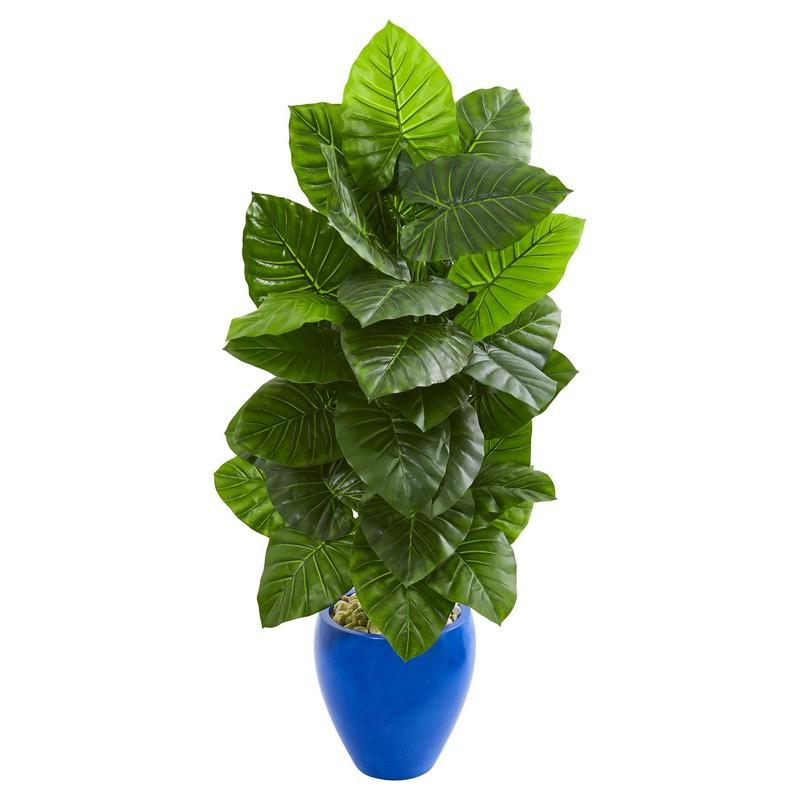 4.5' Taro Artificial Plant in Blue Planter