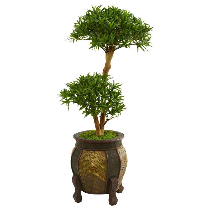 3.5' Bonsai Styled Podocarpus Artificial Tree in Decorative Planter