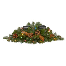 Load image into Gallery viewer, 24&quot; Flocked and Glittered Artificial Christmas Double Candelabrum
