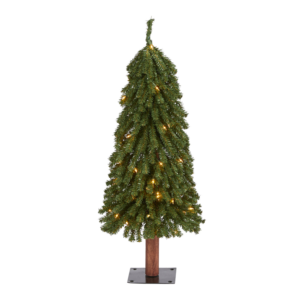 3' Grand Alpine Artificial Christmas Tree with 50 Clear Lights w/Natural Trunk