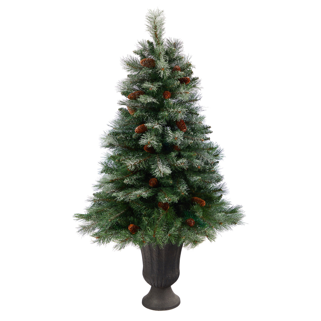 50' Snowed French Alps Mountain Pine Artificial Christmas Tree w/ 237 Bendable