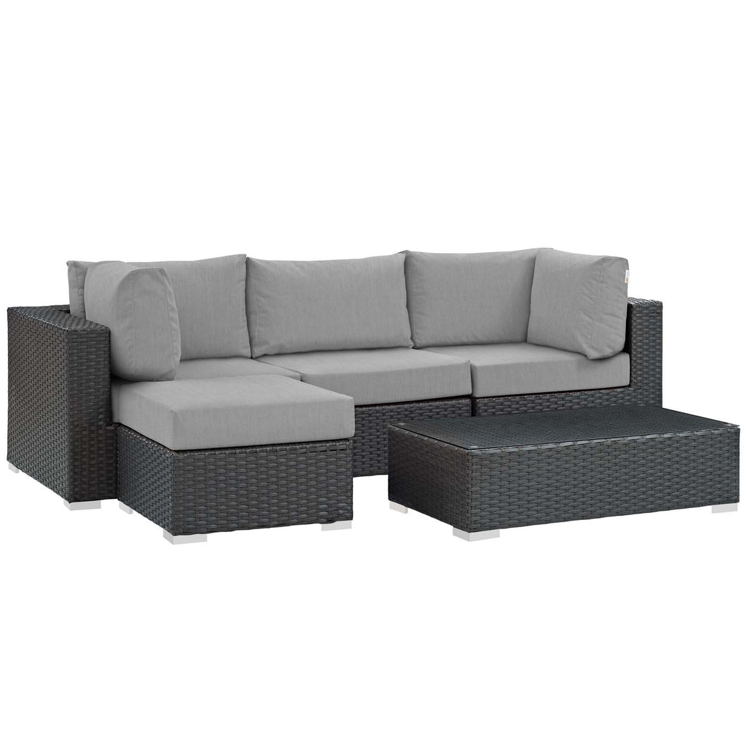 Sojourn 5 Piece Outdoor Patio Sunbrella¨ Sectional Set by Modway
