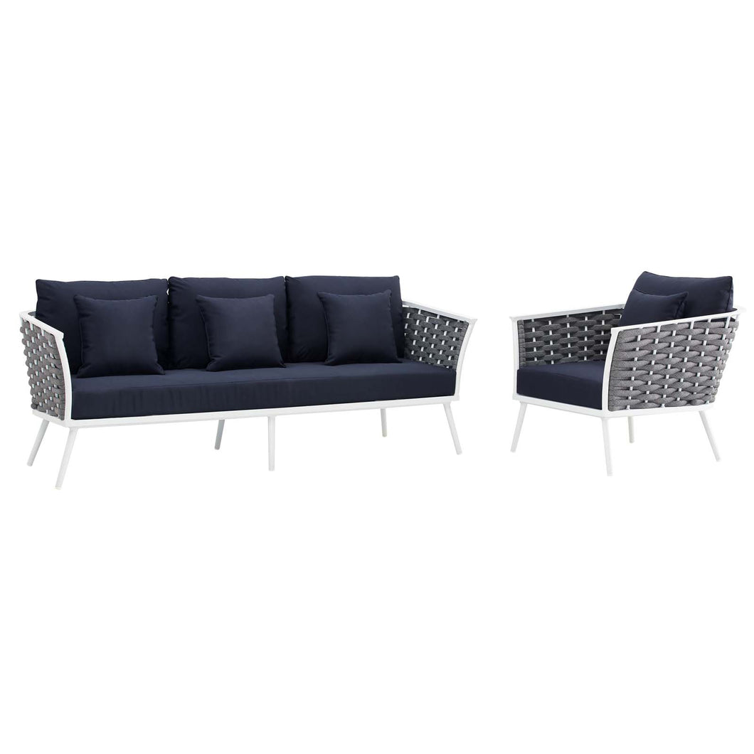 Stance 2 Piece Outdoor Patio Aluminum Sectional Sofa Set by Modway