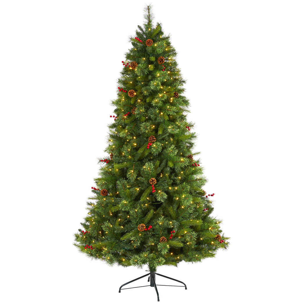 7' Aberdeen Spruce Artificial Christmas Tree w/ 500 Clear LED Lights