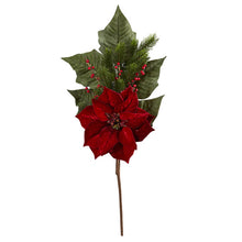 Load image into Gallery viewer, 31&quot; Poinsettia, Berries and Pine Artificial Flower Bundle (Set of 3)

