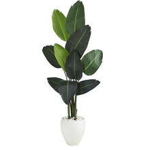 Load image into Gallery viewer, 63&quot; Traveler&#39;s Palm Artificial tree in White Planter
