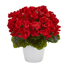 Load image into Gallery viewer, Geranium Artificial Plant In Ceramic Vase Uv Resistant Indoor/Outdoor (Set Of 2)
