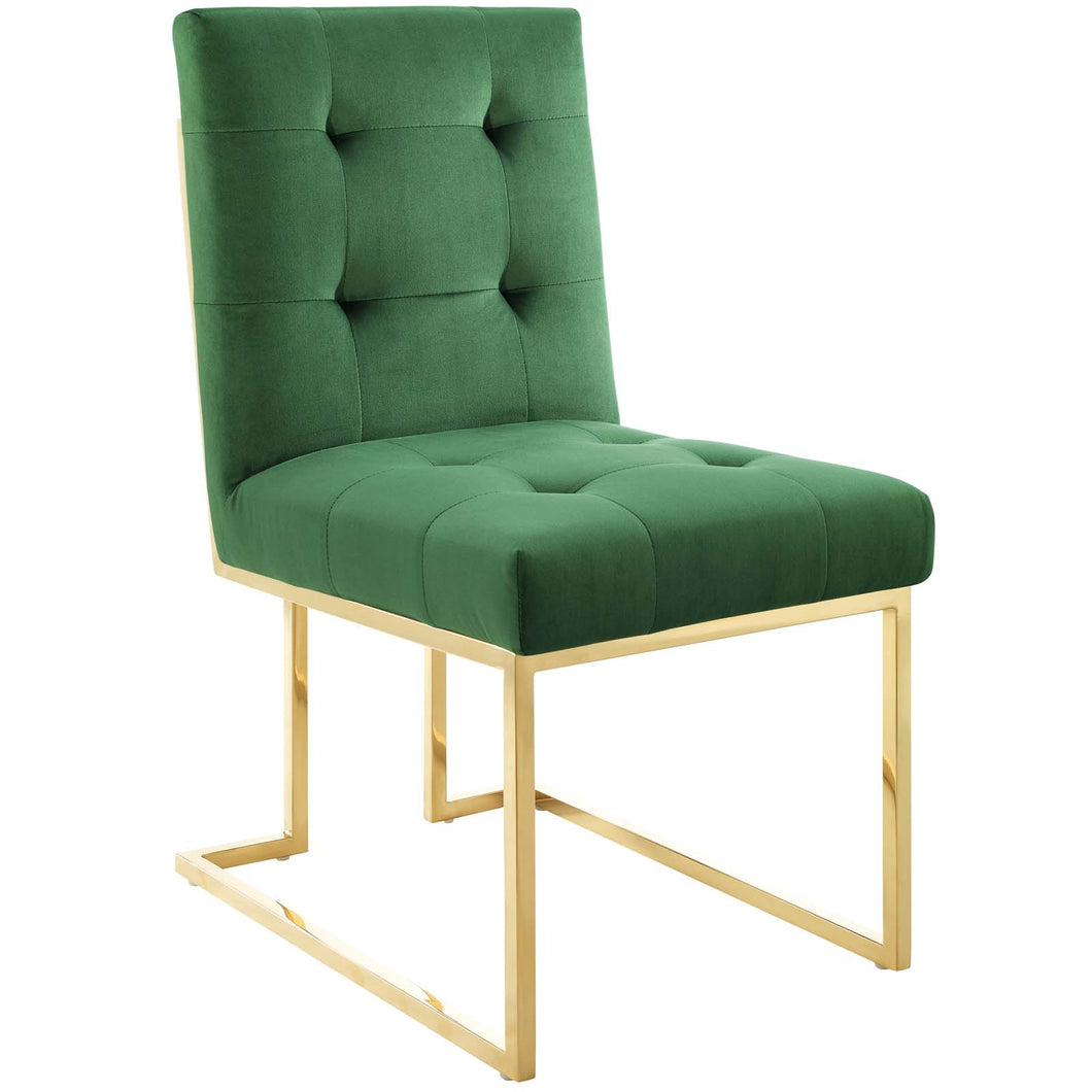 Privy Gold Stainless Steel Performance Velvet Dining Chair by Modway