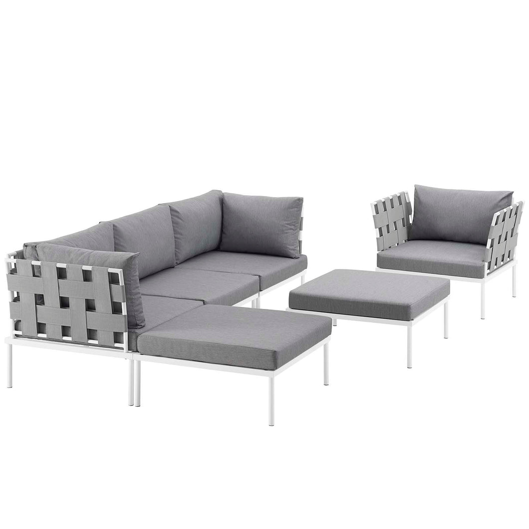 Harmony 6 Piece Outdoor Patio Aluminum Sectional Sofa Set by Modway