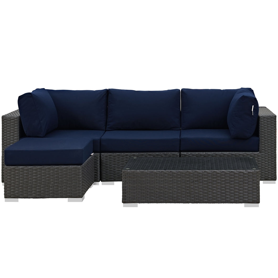 Sojourn 5 Piece Outdoor Patio Sunbrella¨ Sectional Set by Modway