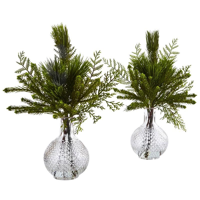 Mixed Pine in Glass Vase
