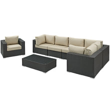 Load image into Gallery viewer, Sojourn 7 Piece Outdoor Patio Sunbrella¨ Sectional Set by Modway
