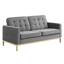 Load image into Gallery viewer, Loft Gold Stainless Steel Leg Performance Velvet Loveseat by Modway
