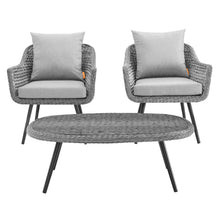 Load image into Gallery viewer, Endeavor 3 Piece Outdoor Patio Wicker Rattan Armchair and Coffee Table Set by Modway
