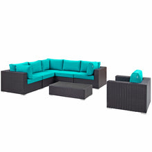 Load image into Gallery viewer, Convene 7 Piece Sectional Set in Espresso Turquoise
