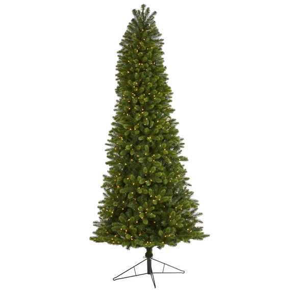 9' Slim Virginia Spruce Artificial Christmas Tree w 750 Warm White LED Lights