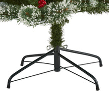 Load image into Gallery viewer, 7' Frosted Swiss Pine Artificial Christmas Tree w/ 400 Clear LED Lights &amp; Berrie
