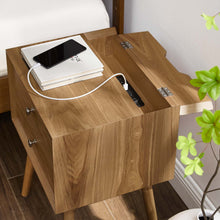 Load image into Gallery viewer, Ember Wood Nightstand With USB Ports

