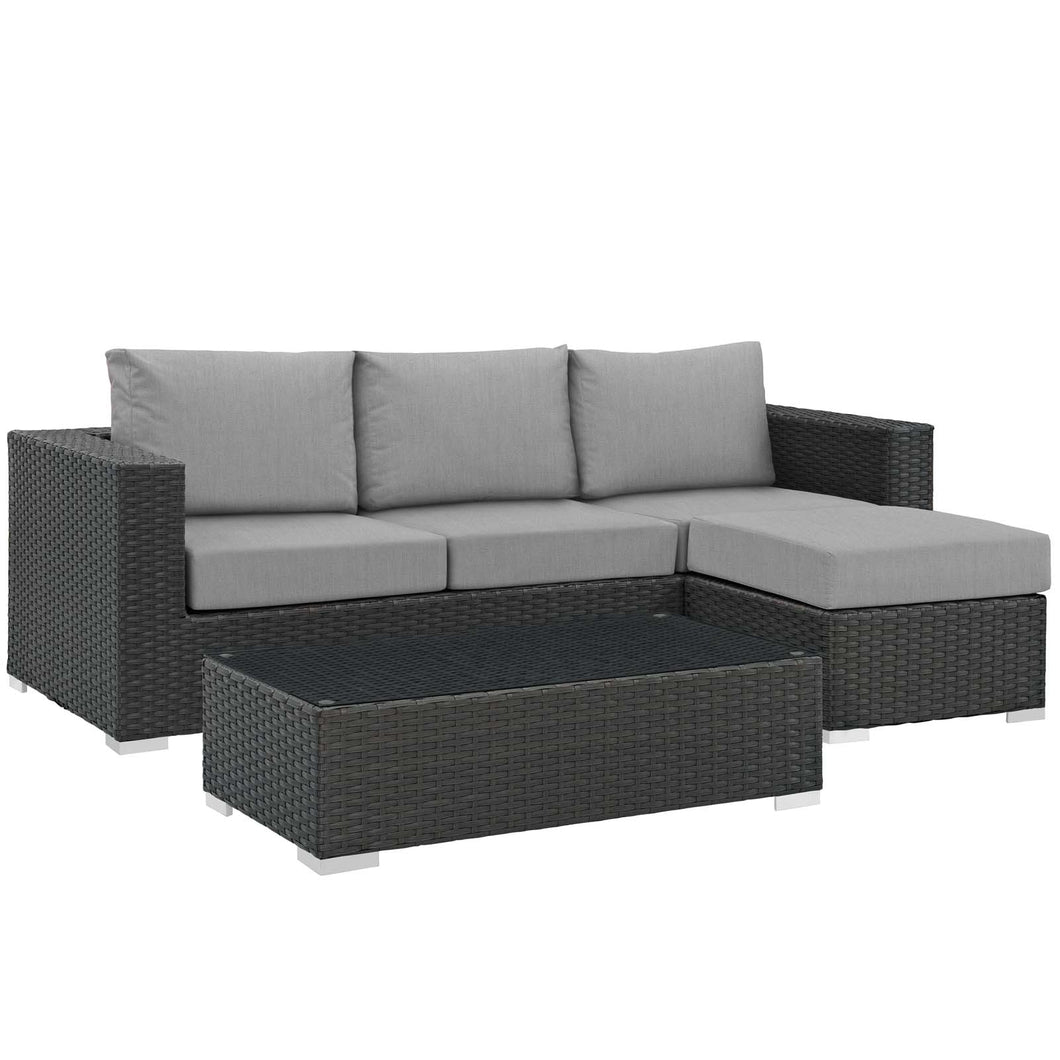 Sojourn 3 Piece Outdoor Patio Sunbrella¨ Sectional Set by Modway