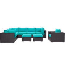 Load image into Gallery viewer, Convene 9 Piece Sectional Set in Espresso Turquoise

