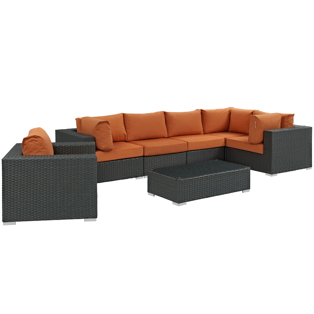 Sojourn 7 Piece Outdoor Patio Sunbrella¨ Sectional Set by Modway