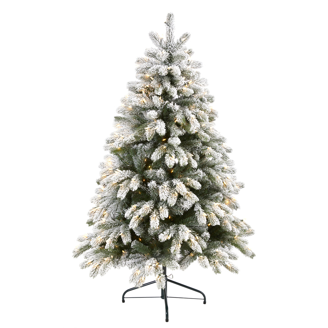 5' Flocked South Carolina Spruce Artificial Christmas Tree w300 Clear Lights