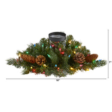 Load image into Gallery viewer, 16&quot; Flocked and Glittered Artificial Christmas Pine Candelabrum
