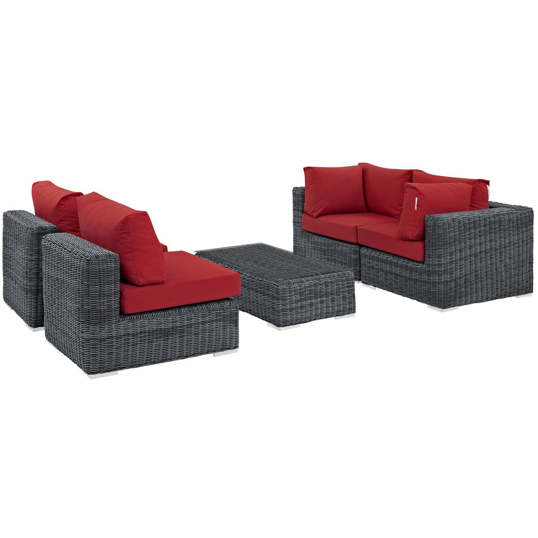 Summon 5 Piece Outdoor Patio Sunbrella¨ Sectional Set by Modway