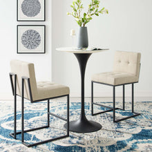 Load image into Gallery viewer, Privy Black Stainless Steel Upholstered Fabric Counter Stool Set of 2 by Modway
