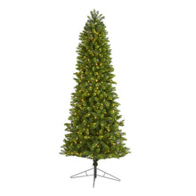 Load image into Gallery viewer, 8&#39; Slim Virginia Spruce Artificial Christmas Tree w 600 Warm White LED Lights
