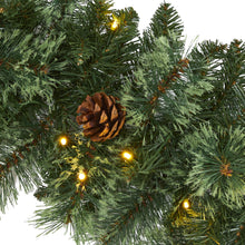 Load image into Gallery viewer, 6&#39; White Mountain Pine Artificial Garland w/ 35 White Warm LED Lights/Pinecones
