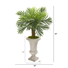 Load image into Gallery viewer, 34" Robellini Palm Artificial Tree in Sand Colored Urn
