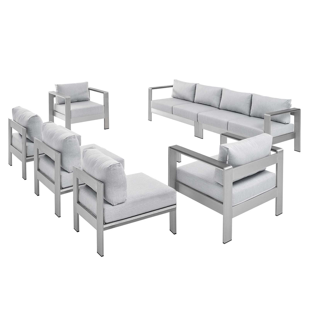 Shore 7 Piece Sunbrella¨ Fabric Outdoor Patio Aluminum Sectional Sofa Set by Modway