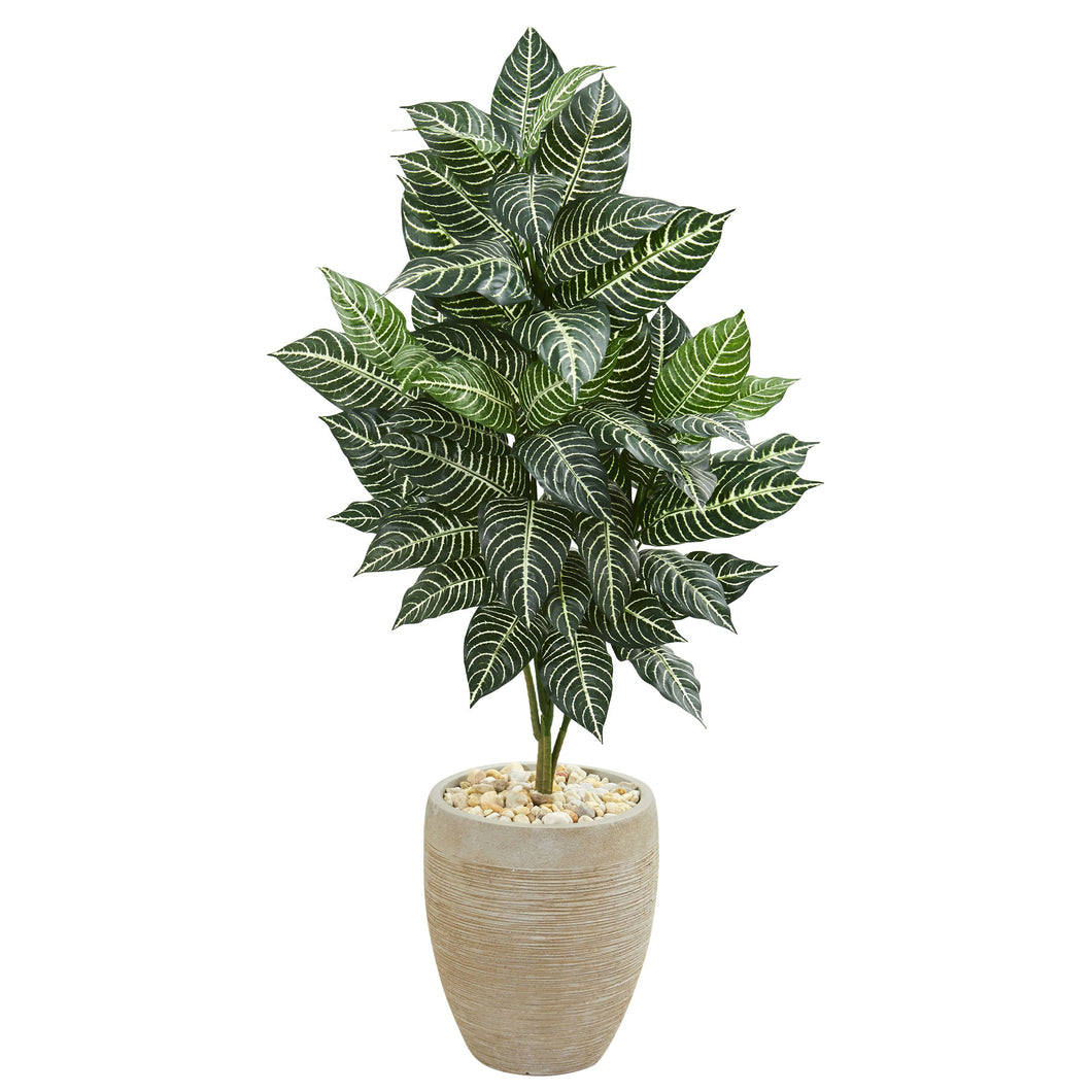 4' Zebra Artificial Plant in Sand Colored Planter
