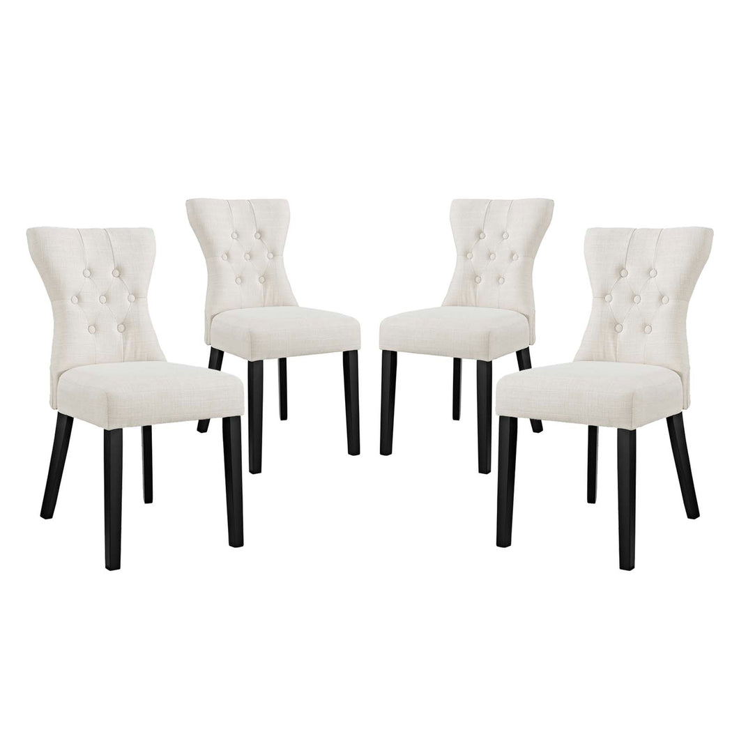 Silhouette Upholstered Fabric Dining Side Chairs Set of 4 by Modway