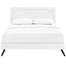Load image into Gallery viewer, Ruthie Vinyl Queen Platform Bed with Round Splayed Legs by Modway
