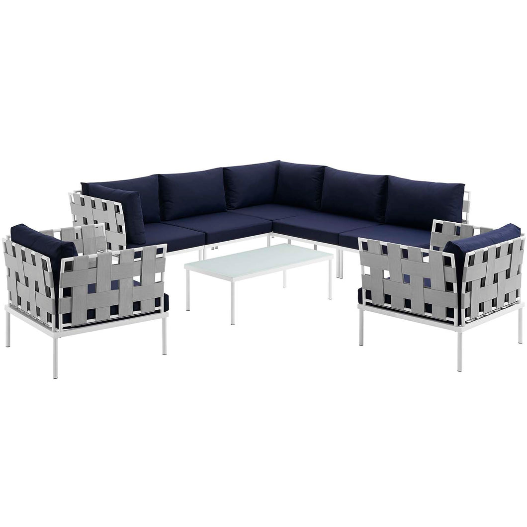 Harmony 8 Piece Outdoor Patio Aluminum Sectional Sofa Set by Modway