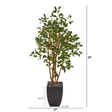 Load image into Gallery viewer, 58&quot; Ficus Artificial Tree in Black Planter
