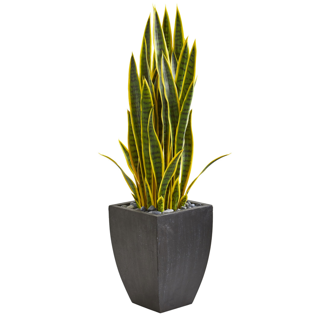 3.5' Sansevieria Artificial Plant in Black Planter