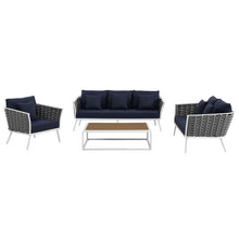 Load image into Gallery viewer, Stance 4 Piece Outdoor Patio Aluminum Sectional Sofa Set by Modway
