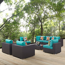 Load image into Gallery viewer, Convene 8 Piece Sectional Set in Espresso Turquoise
