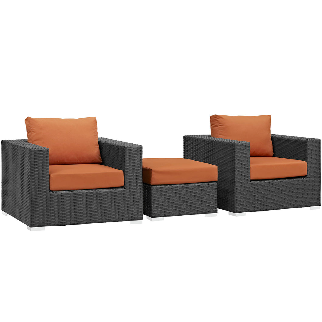 Sojourn 3 Piece Outdoor Patio Sunbrella¨ Sectional Set by Modway