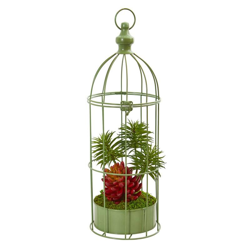20' Succulent Artificial Plant in Decorative Cage
